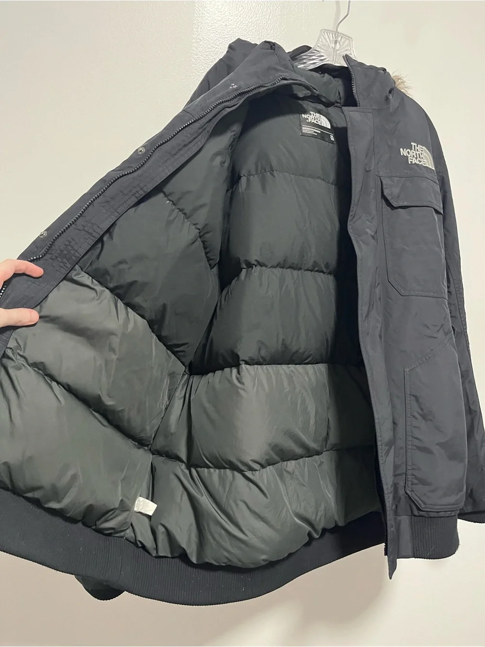 The North Face Gotham Jacket III 550 Down Fill Puffer Jacket Fur Trim Black XL